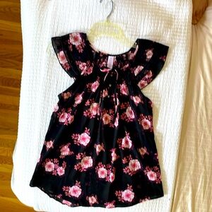 No Boundaries Black and Pink Floral Blouse